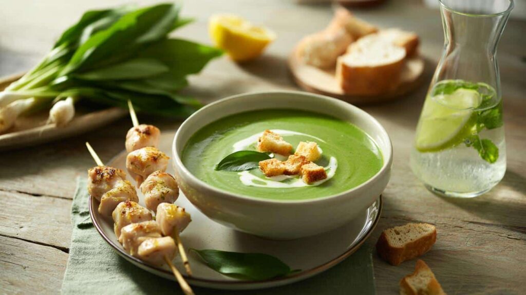 cremige-baerlauchsuppe-fruehlingsrezept-mit-knusper-croutons-und-spiessen